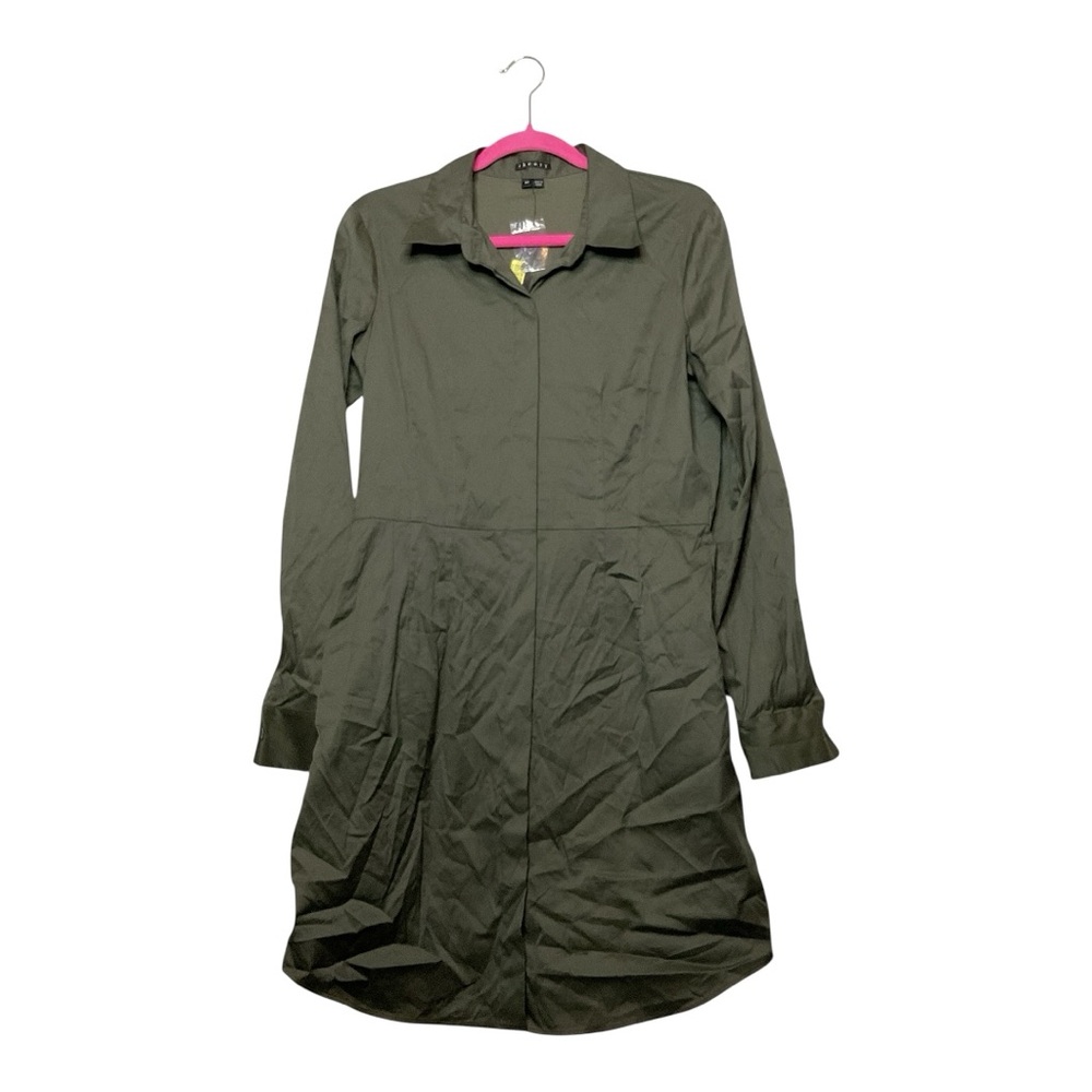 Women’s NWT Theory Kadiem Impeccable Utility Army Green shirt dress, size 12